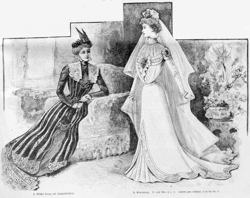 Brautkleid-Schnitt aus dem Jahr 1900 - Blaustrumpf